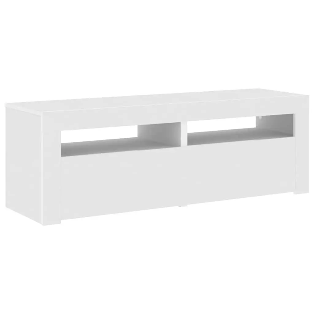 White TV Cabinet with RGB LED Lighting 120x35x40cm