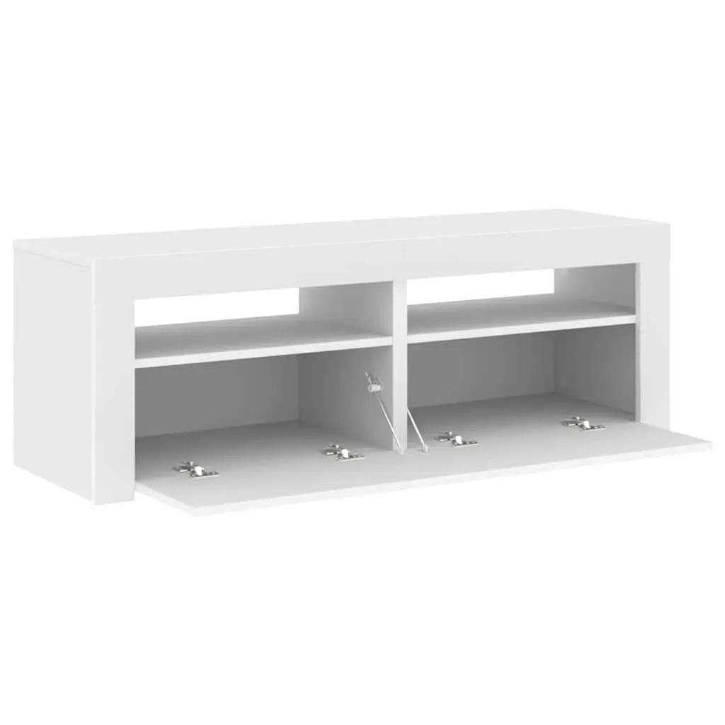 White TV Cabinet with RGB LED Lighting 120x35x40cm
