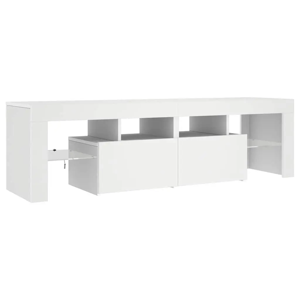 TV Cabinet Engineered Wood 140cm White with RGB LED Lights