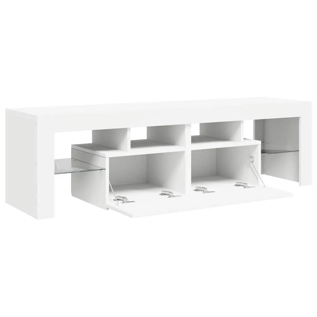 TV Cabinet Engineered Wood 140cm White with RGB LED Lights