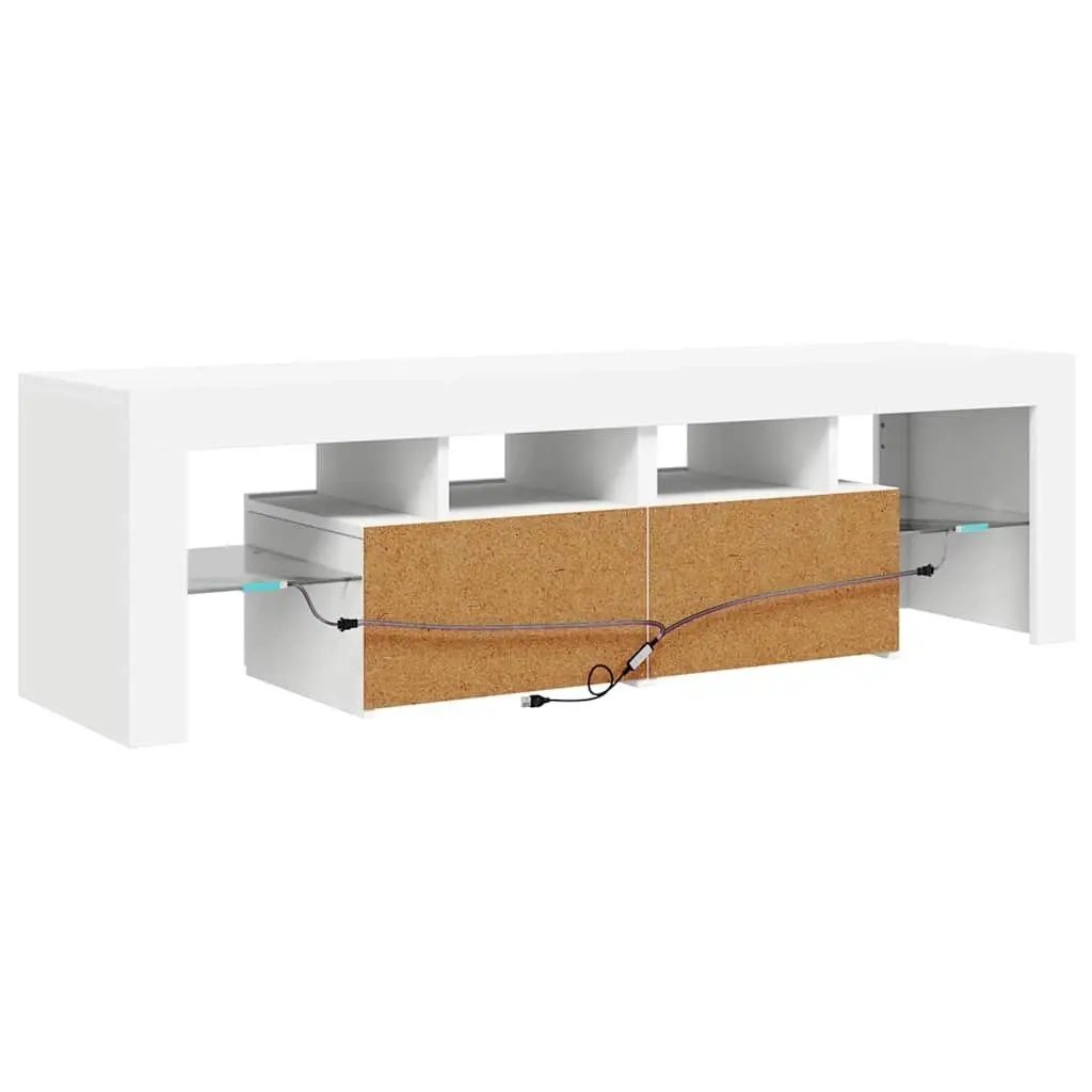 TV Cabinet Engineered Wood 140cm White with RGB LED Lights