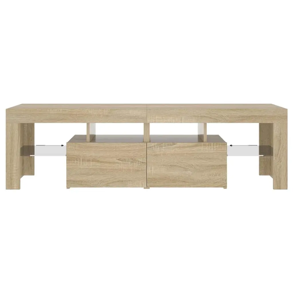 TV Cabinet Engineered Wood 140 x 36.5 x 40 cm Brown RGB LED Lights Media Stand Storage Unit