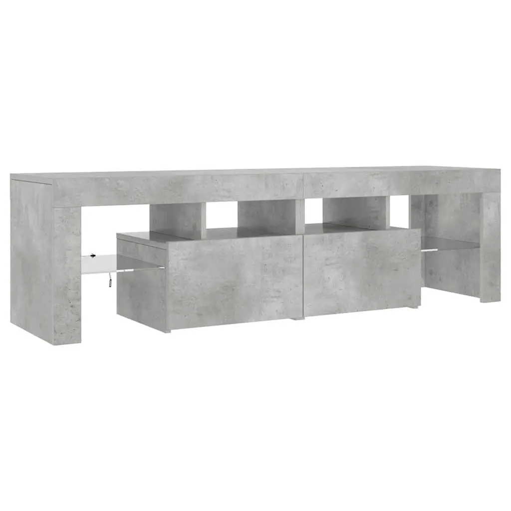 TV Cabinet Engineered Wood 140x36.5x40cm Concrete Grey RGB LED Lights Storage Unit