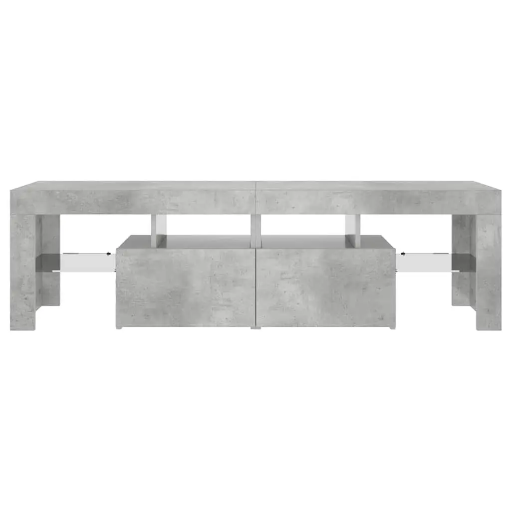 TV Cabinet Engineered Wood 140x36.5x40cm Concrete Grey RGB LED Lights Storage Unit
