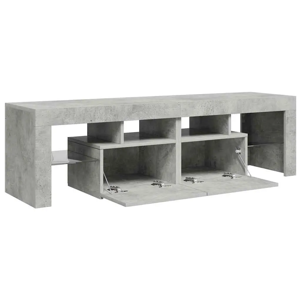 TV Cabinet Engineered Wood 140x36.5x40cm Concrete Grey RGB LED Lights Storage Unit