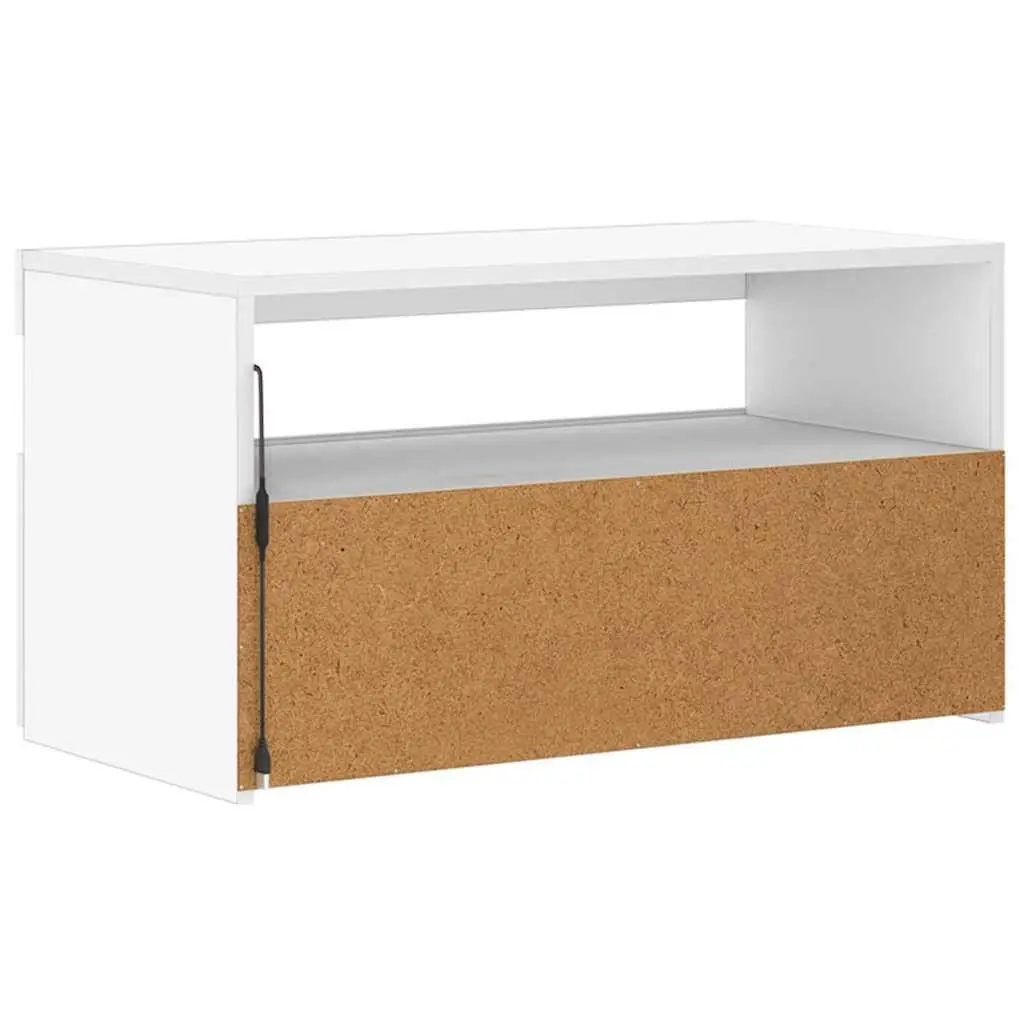 TV Cabinet LED Lights White Modern Media Storage Unit 75x35x40cm
