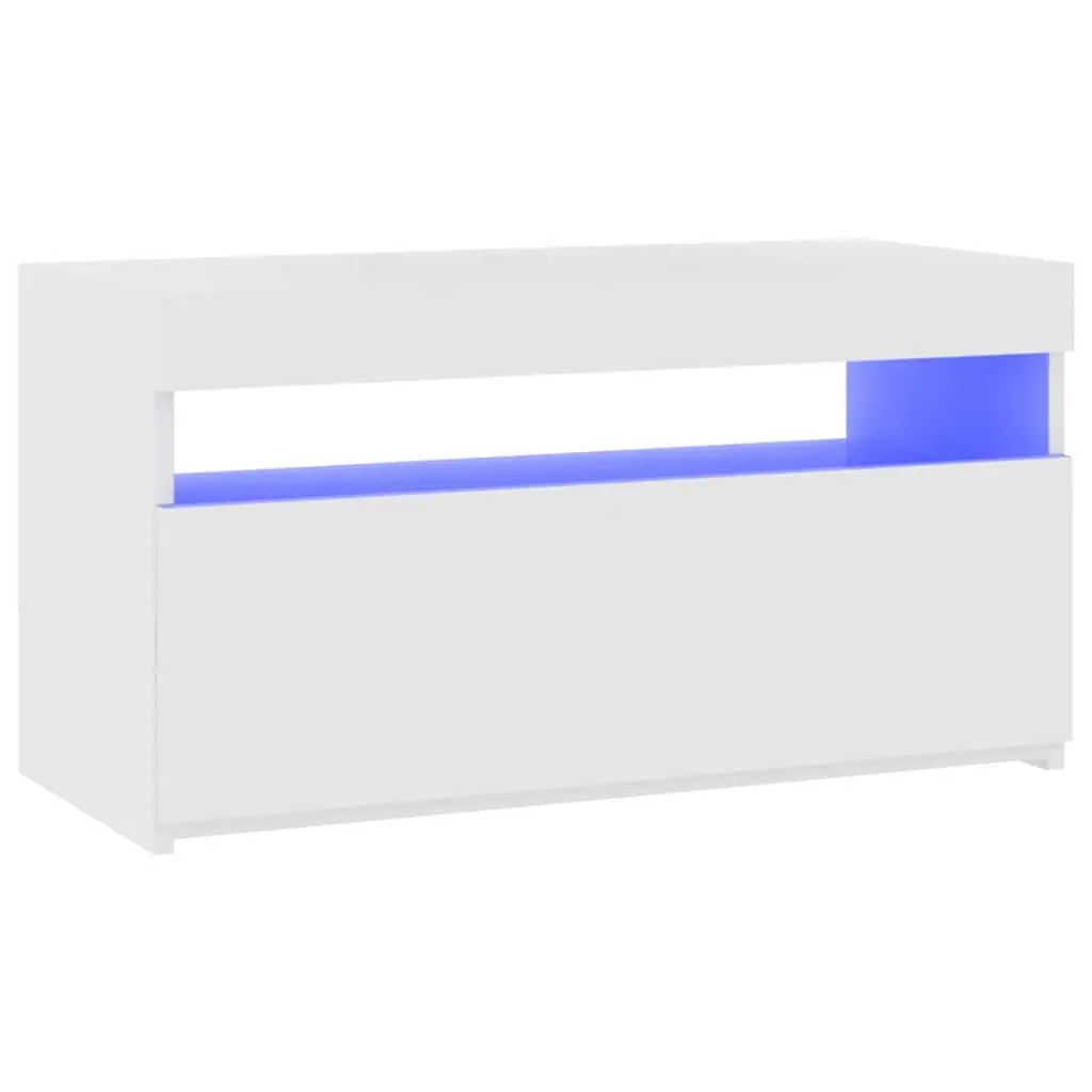 TV Cabinet LED Lights White Modern Media Storage Unit 75x35x40cm
