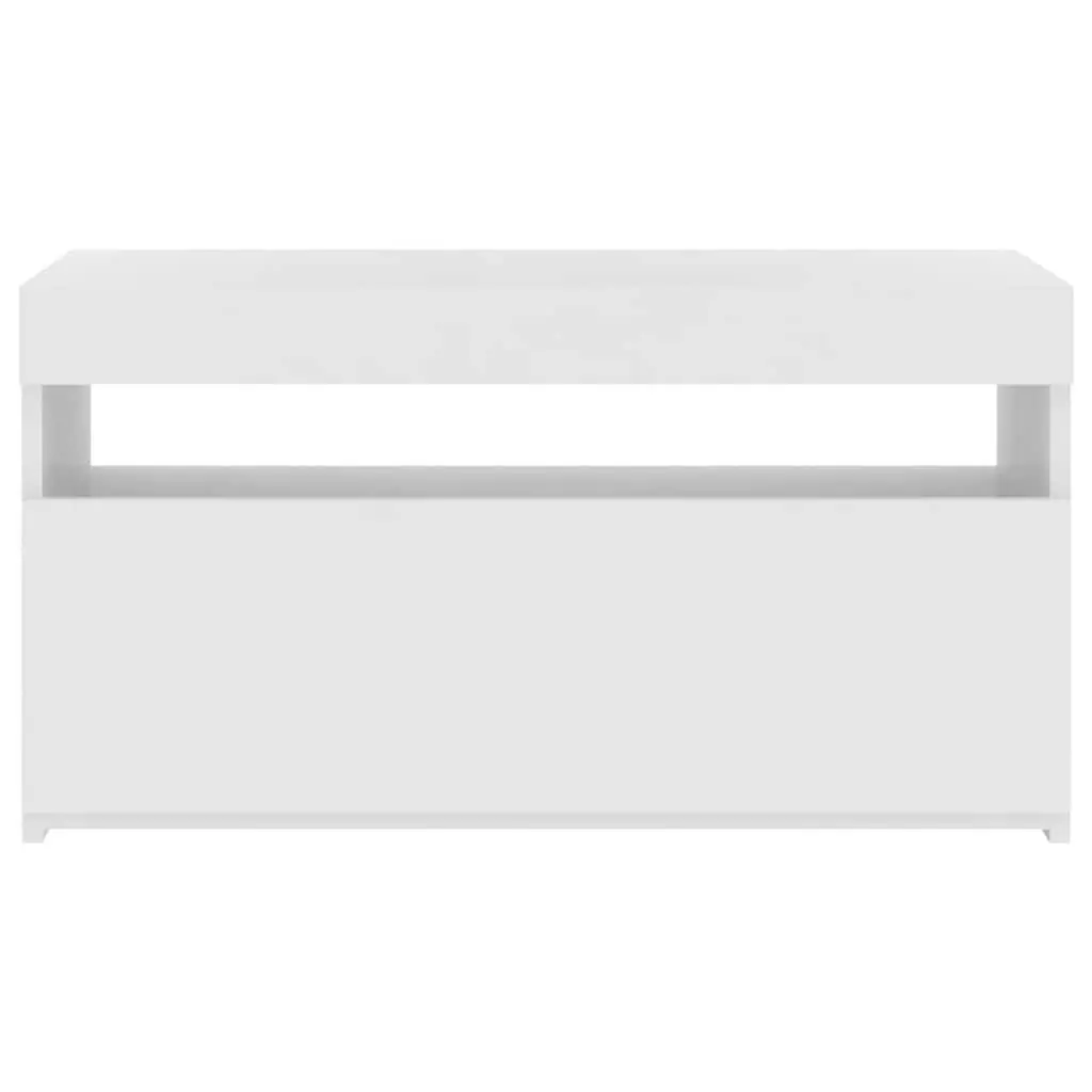 TV Cabinet LED Lights White Modern Media Storage Unit 75x35x40cm