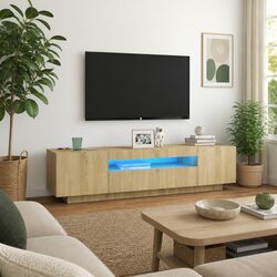 Modern Brown TV Cabinet with RGB LED Lighting