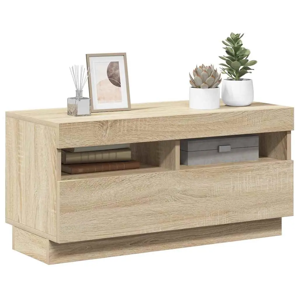 TV Cabinet Wooden 80 x 35 x 40 cm Brown with RGB LED Lights