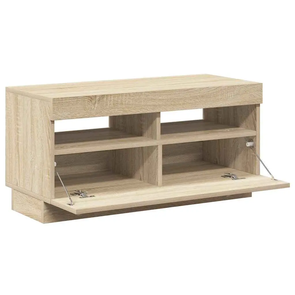 TV Cabinet Wooden 80 x 35 x 40 cm Brown with RGB LED Lights