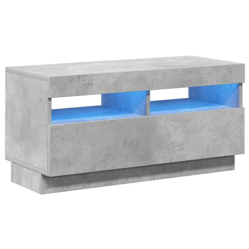 TV Cabinet Grey Concrete Modern Media Storage Stand Unit with RGB LED Lights 80 x 35 x 40 cm