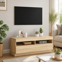 Sturdy Brown TV Cabinet with RGB LED Lighting