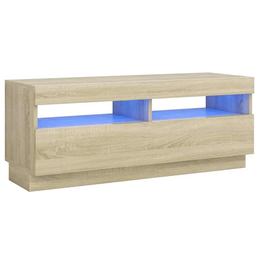 TV Cabinet MDF 100x35x40cm Brown with RGB LED Lights