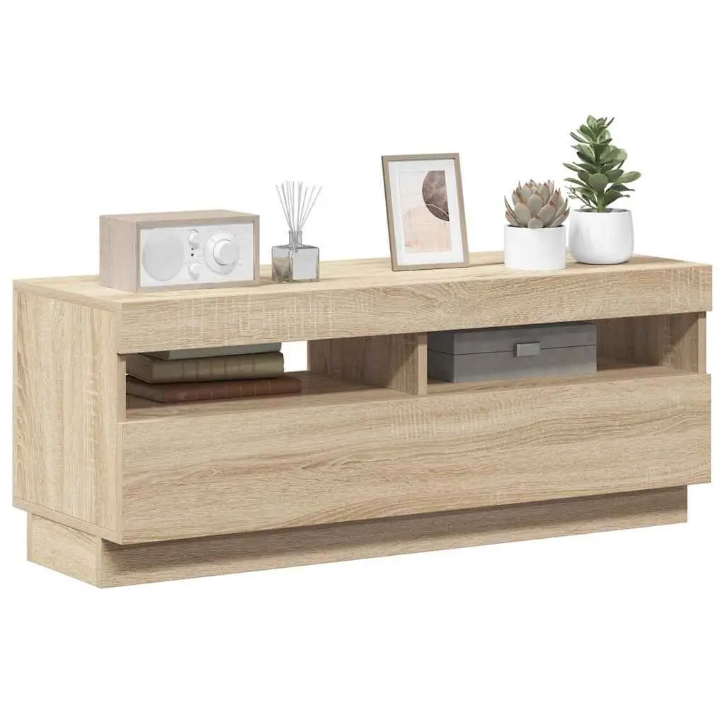 TV Cabinet MDF 100x35x40cm Brown with RGB LED Lights