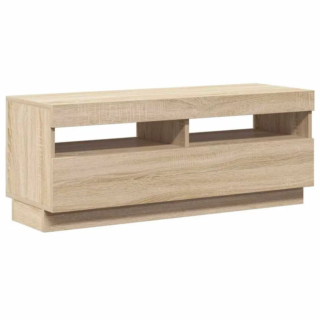 TV Cabinet MDF 100x35x40cm Brown with RGB LED Lights