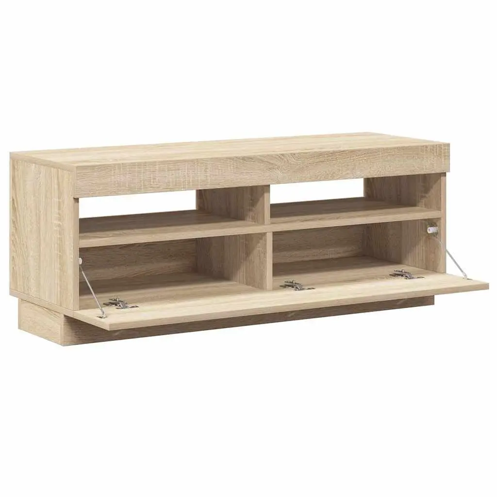 TV Cabinet MDF 100x35x40cm Brown with RGB LED Lights