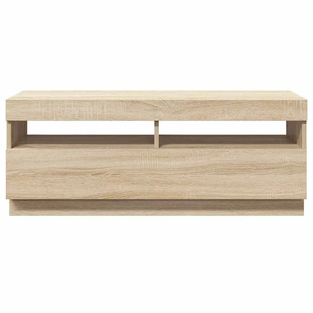 TV Cabinet MDF 100x35x40cm Brown with RGB LED Lights