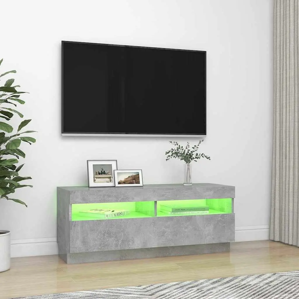 Grey TV Cabinet with RGB LED Lighting
