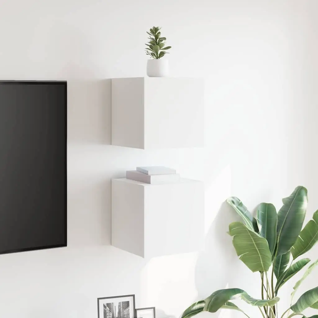Wall Mounted TV Cabinet Set in White