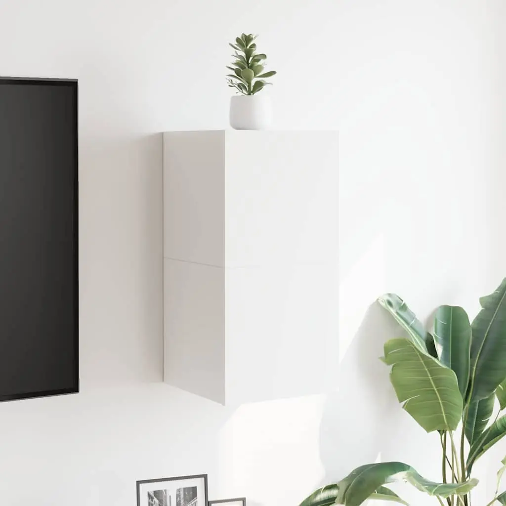 Wall Mounted TV Cabinet Set in White