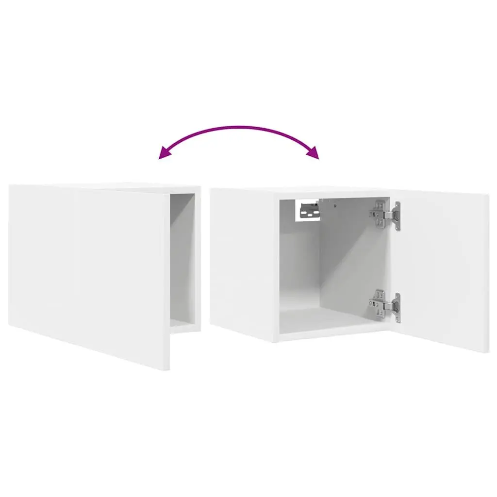 Wall Mounted TV Cabinet Set in White