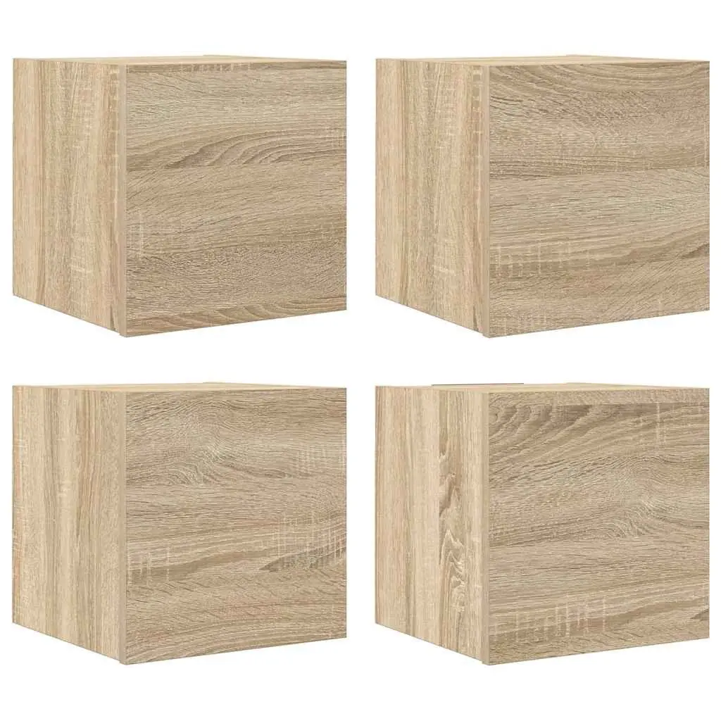 Wall Mounted TV Cabinet Storage Unit Sonoma Oak 30.5 x 30 x 30 cm Brown 4 Pieces