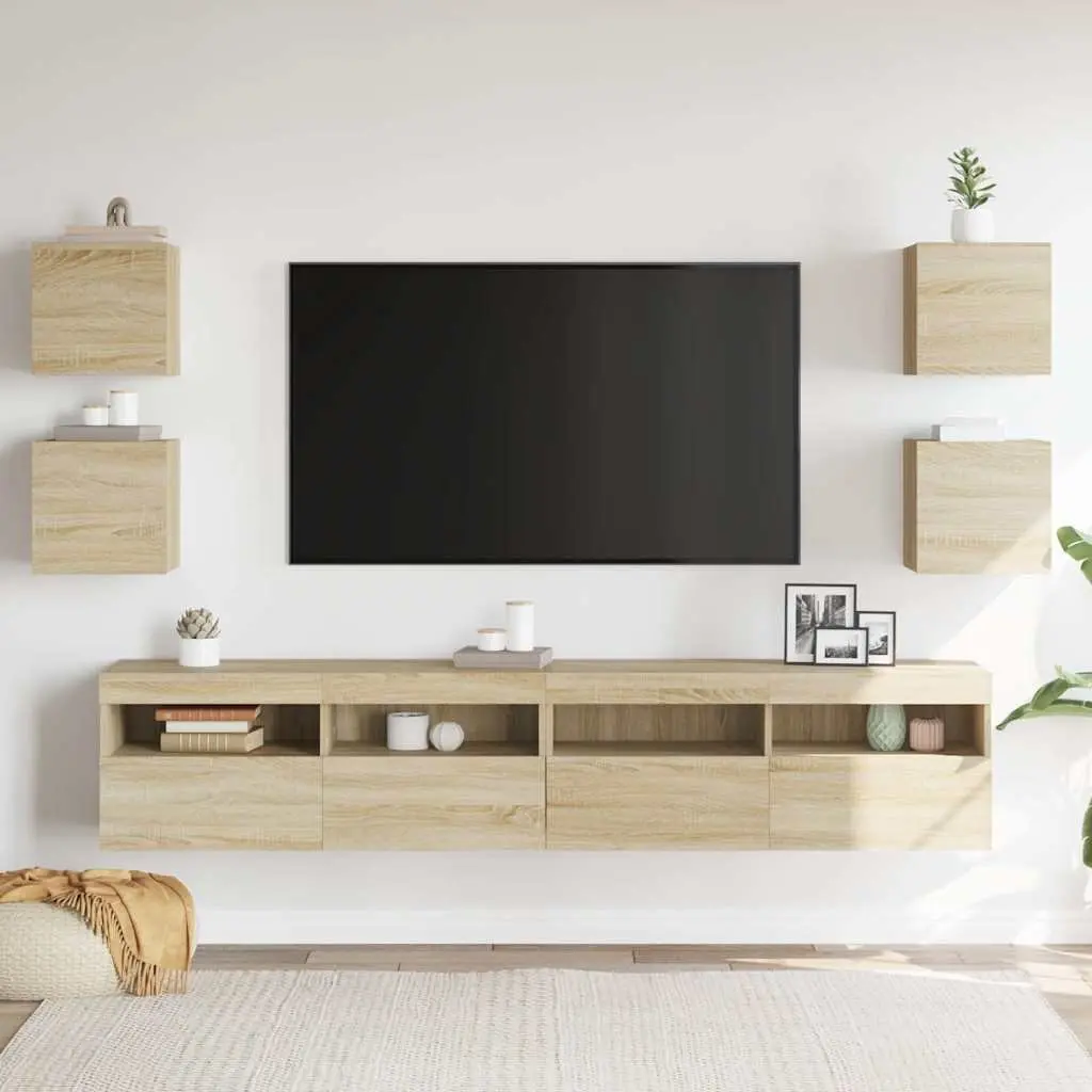 Wall Mounted TV Cabinet Storage Unit Sonoma Oak 30.5 x 30 x 30 cm Brown 4 Pieces