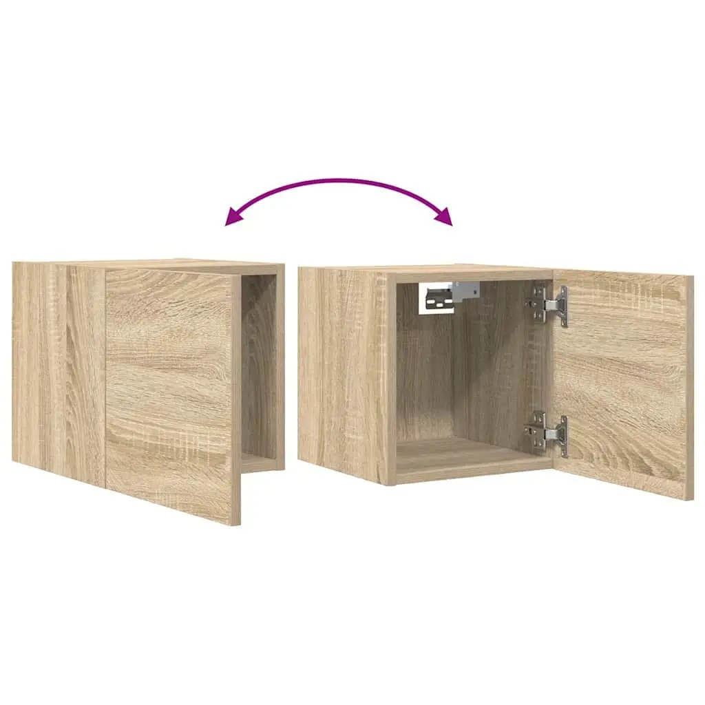 Wall Mounted TV Cabinet Storage Unit Sonoma Oak 30.5 x 30 x 30 cm Brown 4 Pieces