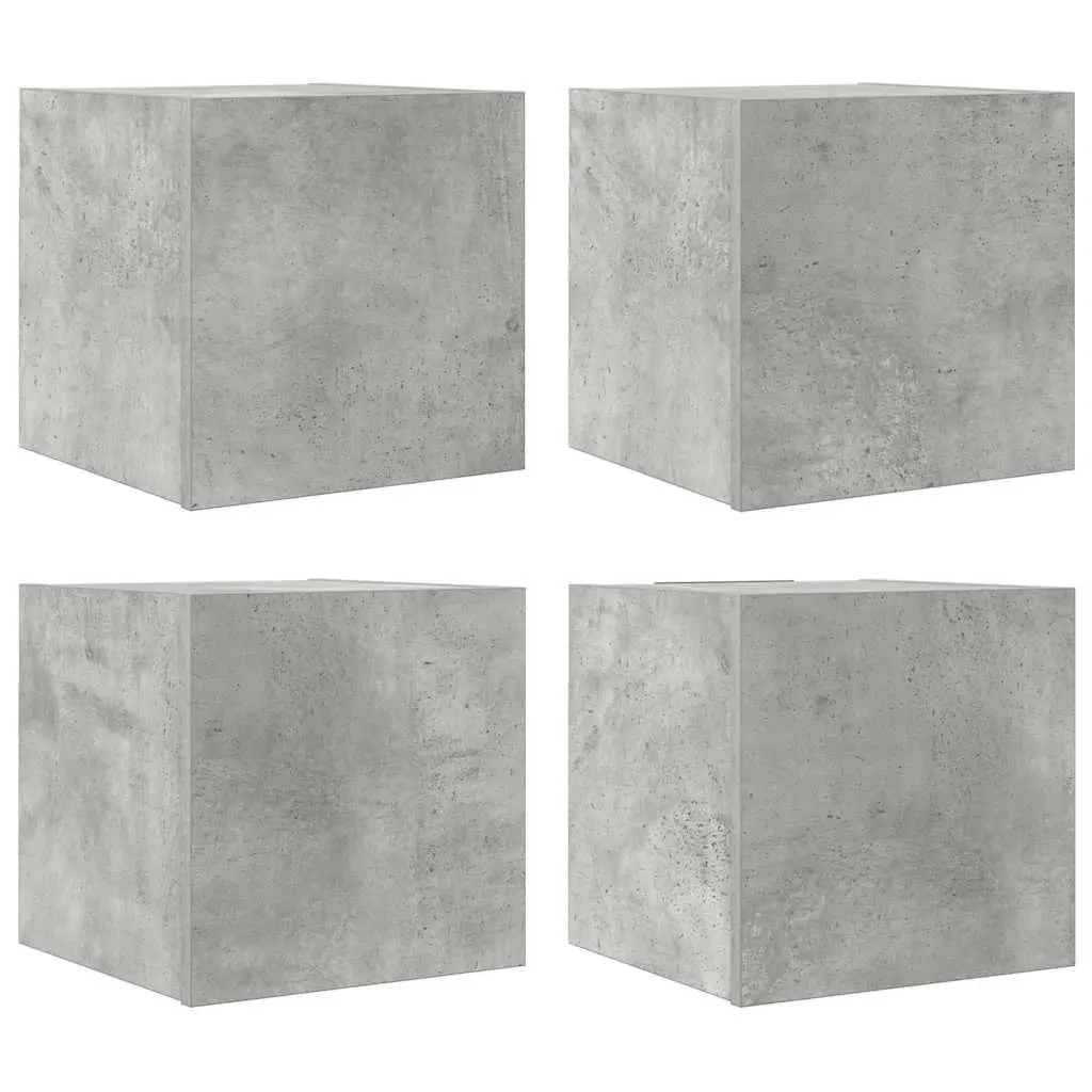 Grey Wall Mounted TV Cabinet Set with 4 Storage Units