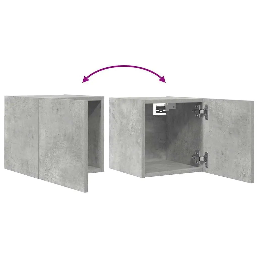 Grey Wall Mounted TV Cabinet Set with 4 Storage Units