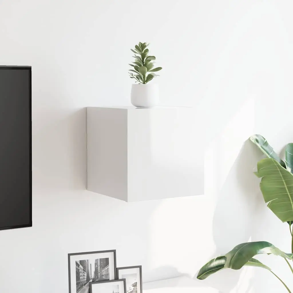 High Gloss White Wall Mounted TV Cabinet Storage Unit