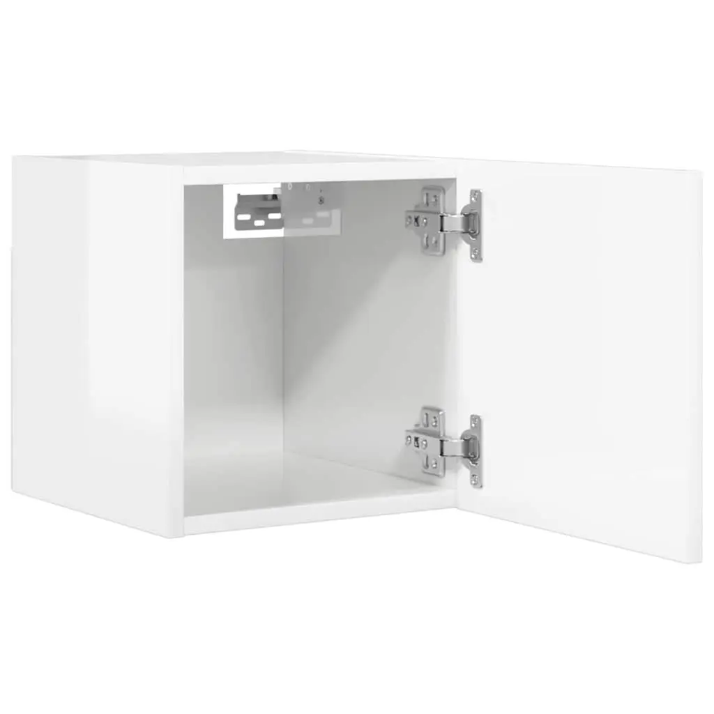 High Gloss White Wall Mounted TV Cabinet Storage Unit