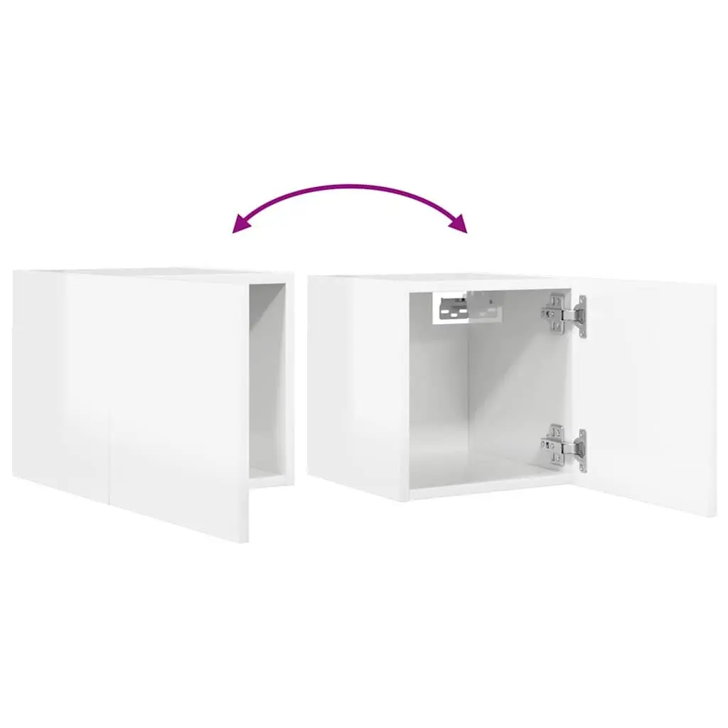 High Gloss White Wall Mounted TV Cabinet Storage Unit