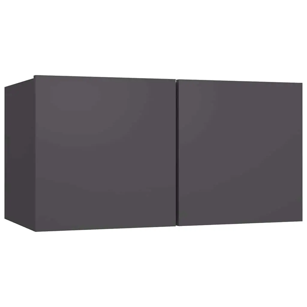 Grey Wall-Mounted TV Cabinet Set with Three Storage Units
