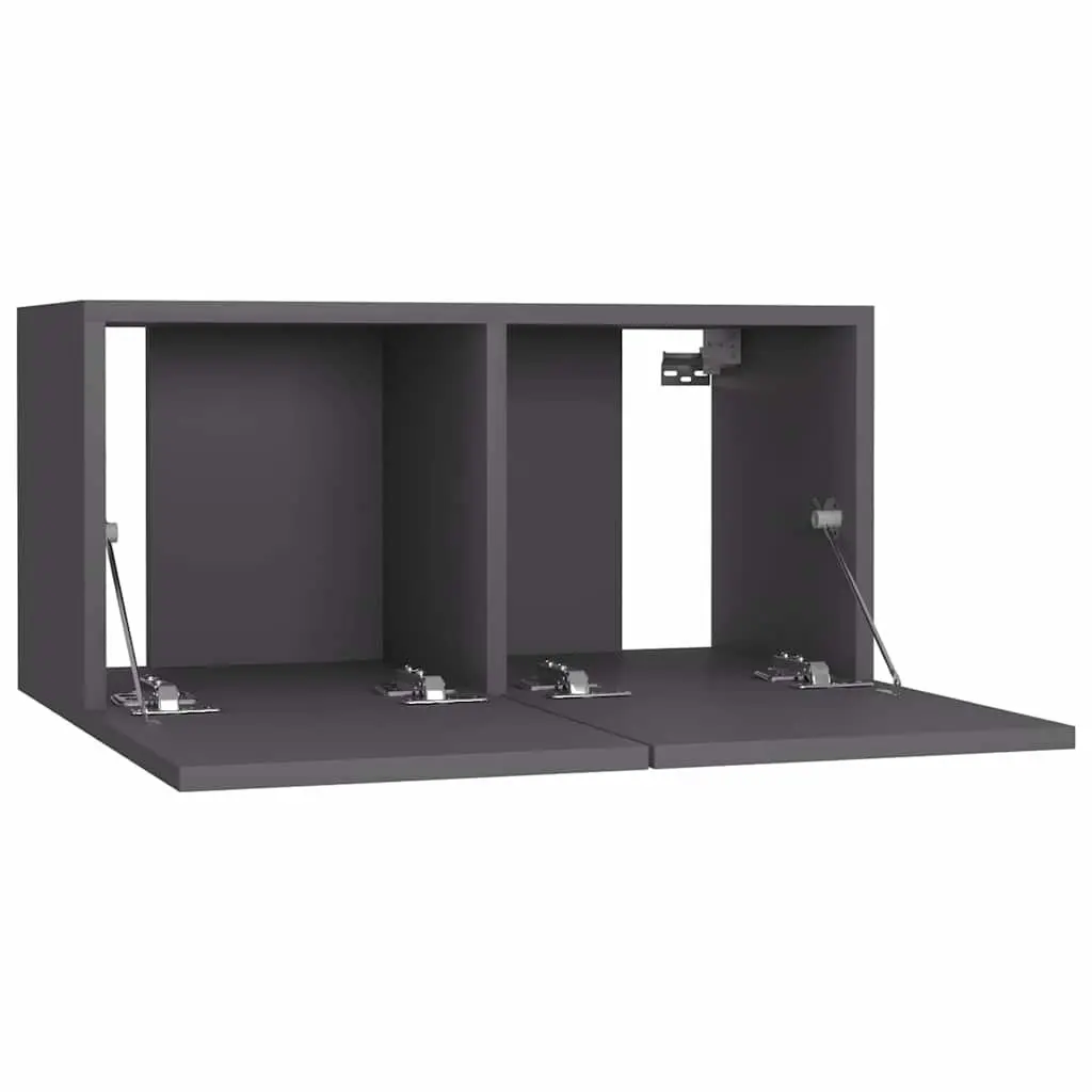 Grey Wall-Mounted TV Cabinet Set with Three Storage Units