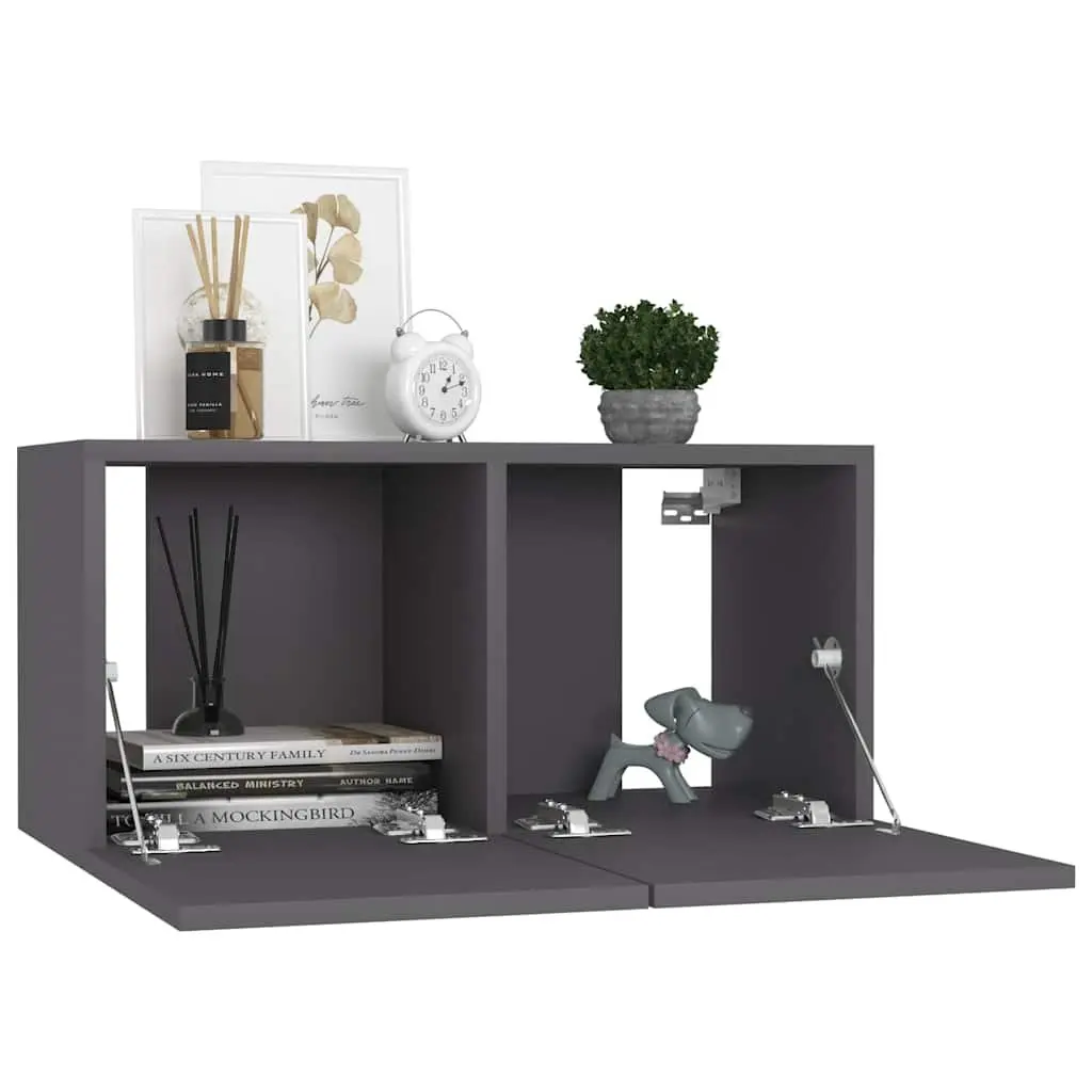 Grey Wall-Mounted TV Cabinet Set with Three Storage Units