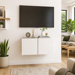 Elegant Wall-Mounted TV Cabinet in White Sonoma Oak