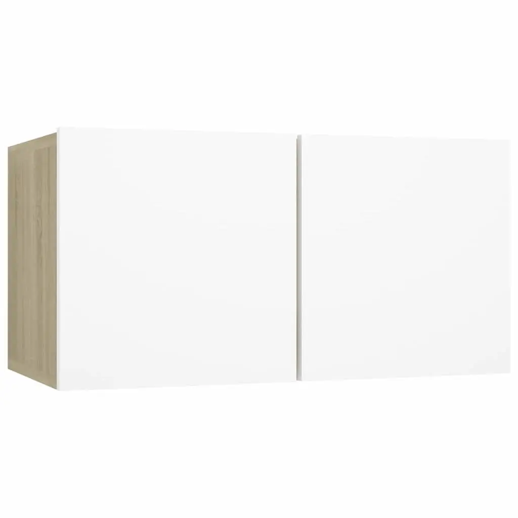 Hanging TV Cabinet Wood 60 x 30 x 30 cm White Sonoma Oak Modern Wall Mount Storage Unit