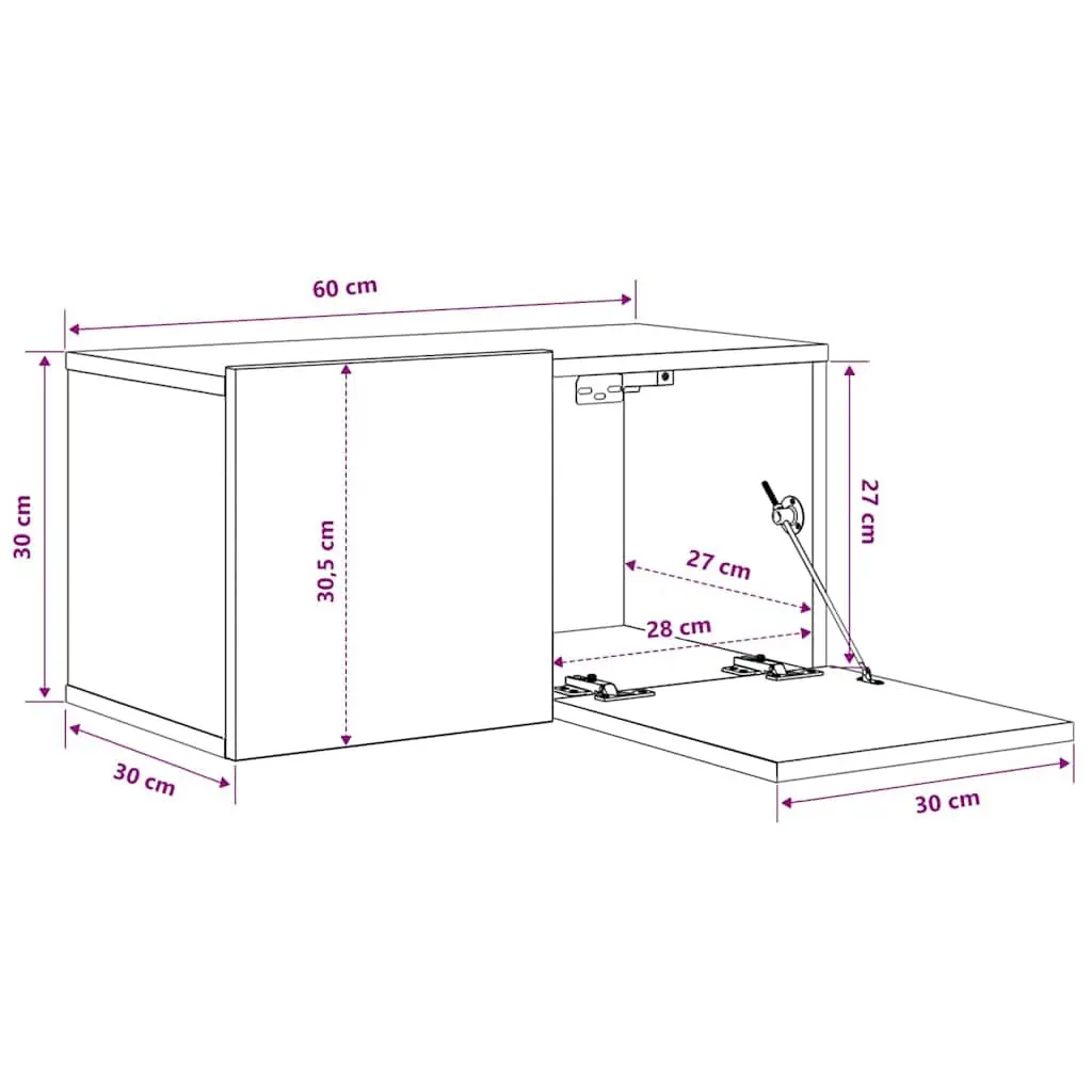 High Gloss Grey Wall-Mounted TV Cabinet Set 2 Piece
