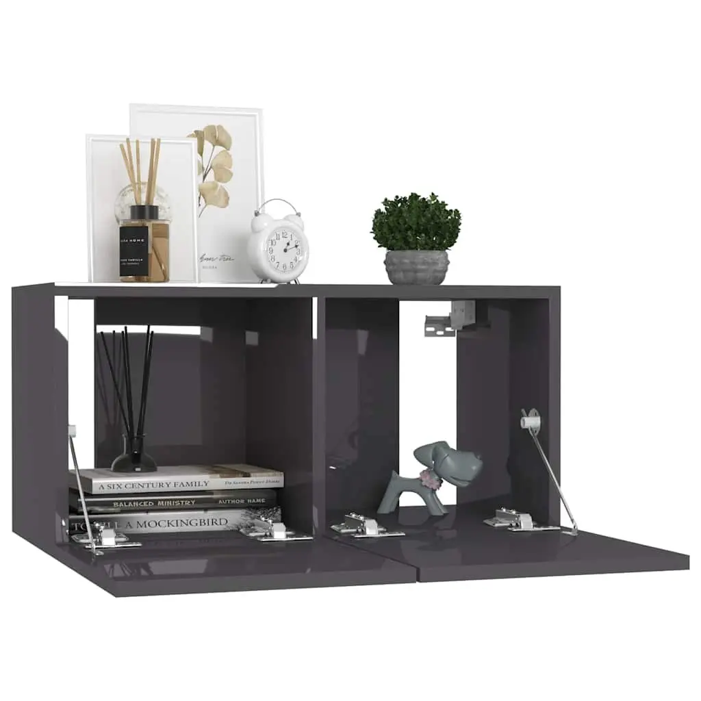 3-Piece Wall-Mounted TV Cabinet Set in Grey