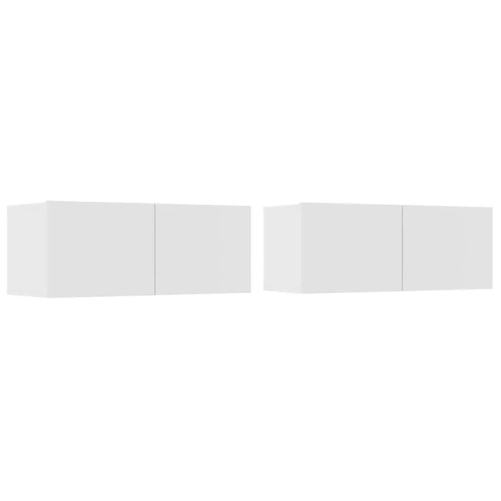 TV Cabinets Engineered Wood 80x30x30 cm White Wall-Mounted Storage Units 2 Piece