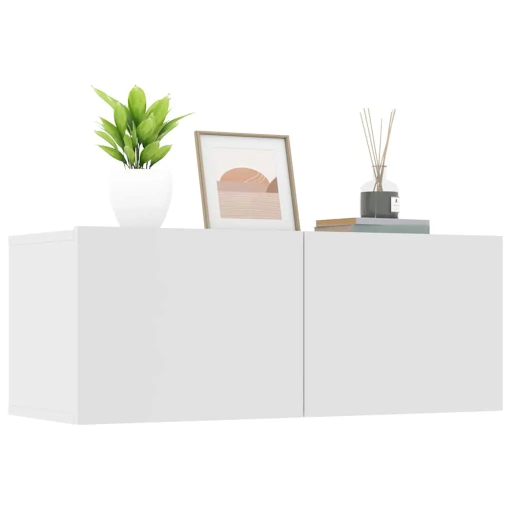 TV Cabinets Engineered Wood 80x30x30 cm White Wall-Mounted Storage Units 2 Piece