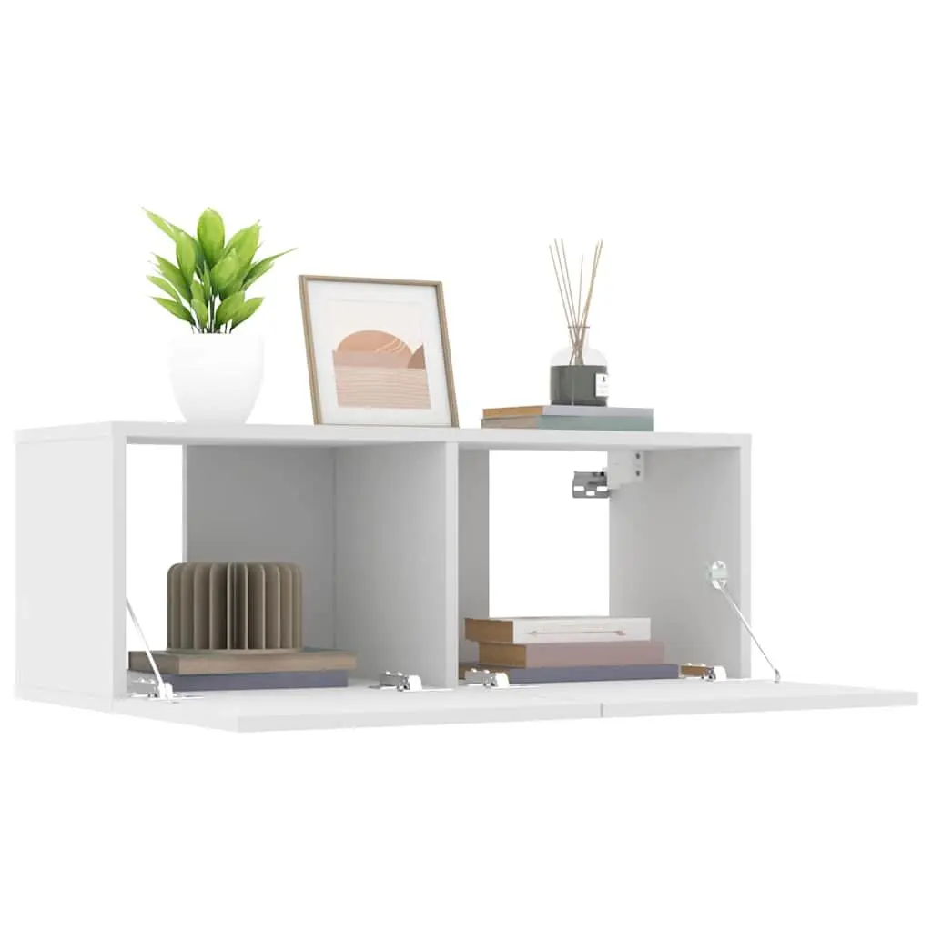 TV Cabinets Engineered Wood 80x30x30 cm White Wall-Mounted Storage Units 2 Piece