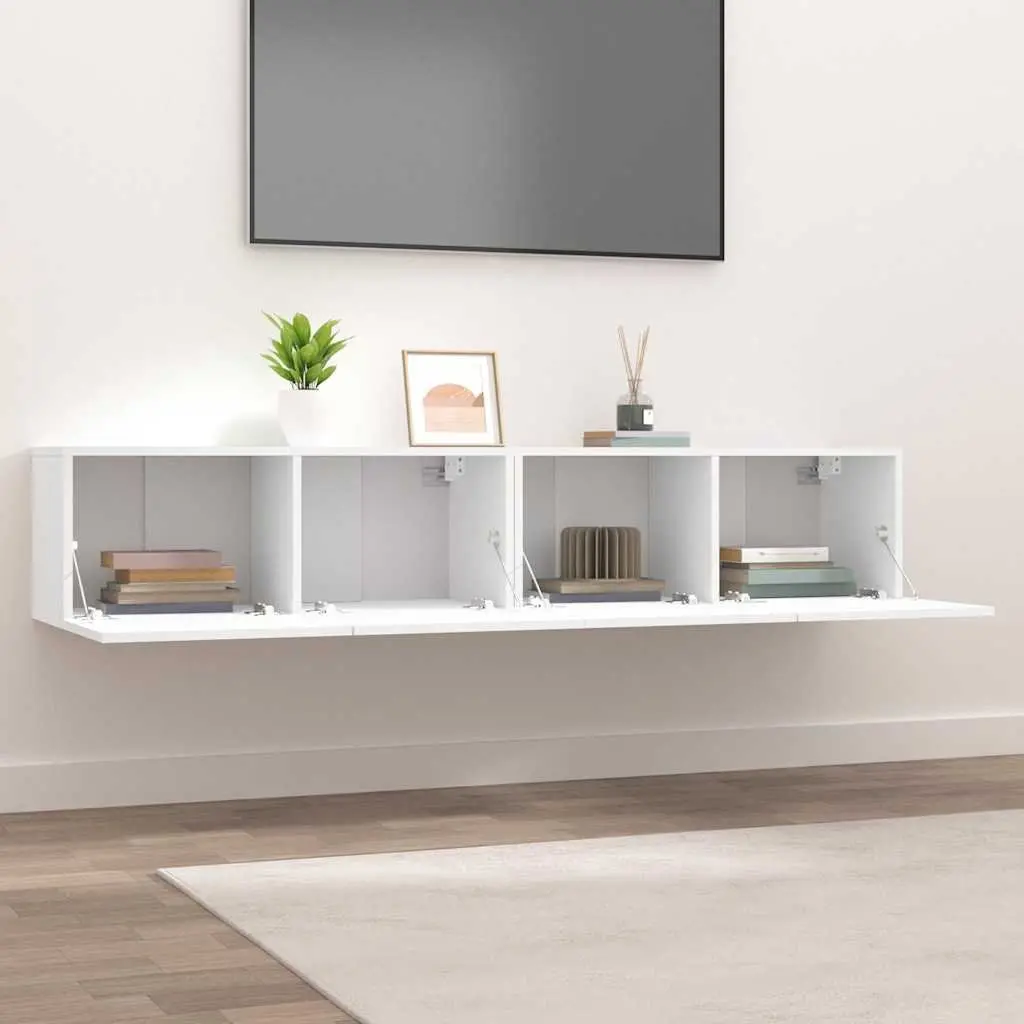 TV Cabinets Engineered Wood 80x30x30 cm White Wall-Mounted Storage Units 2 Piece