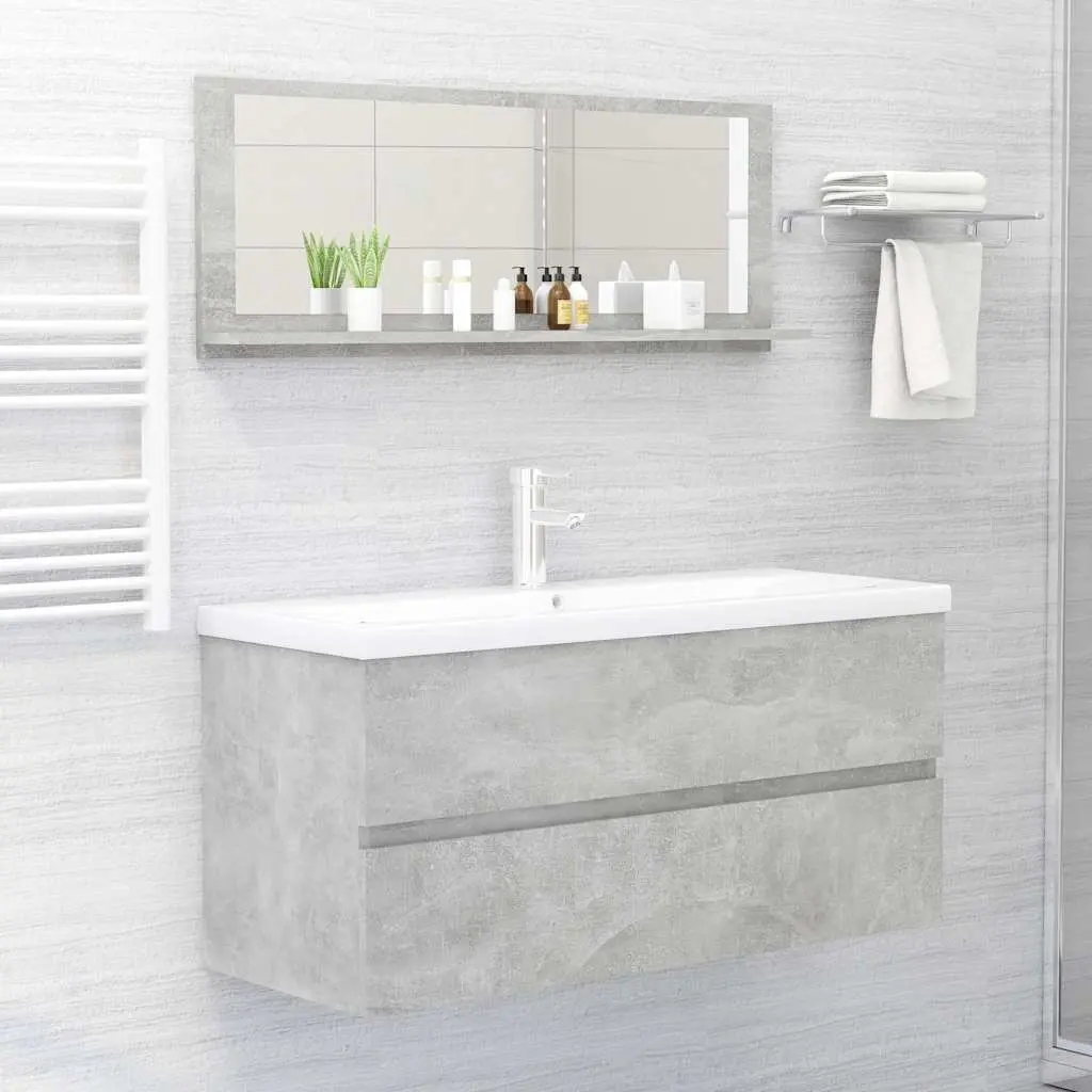 Bathroom Mirror with Storage Shelf in Grey