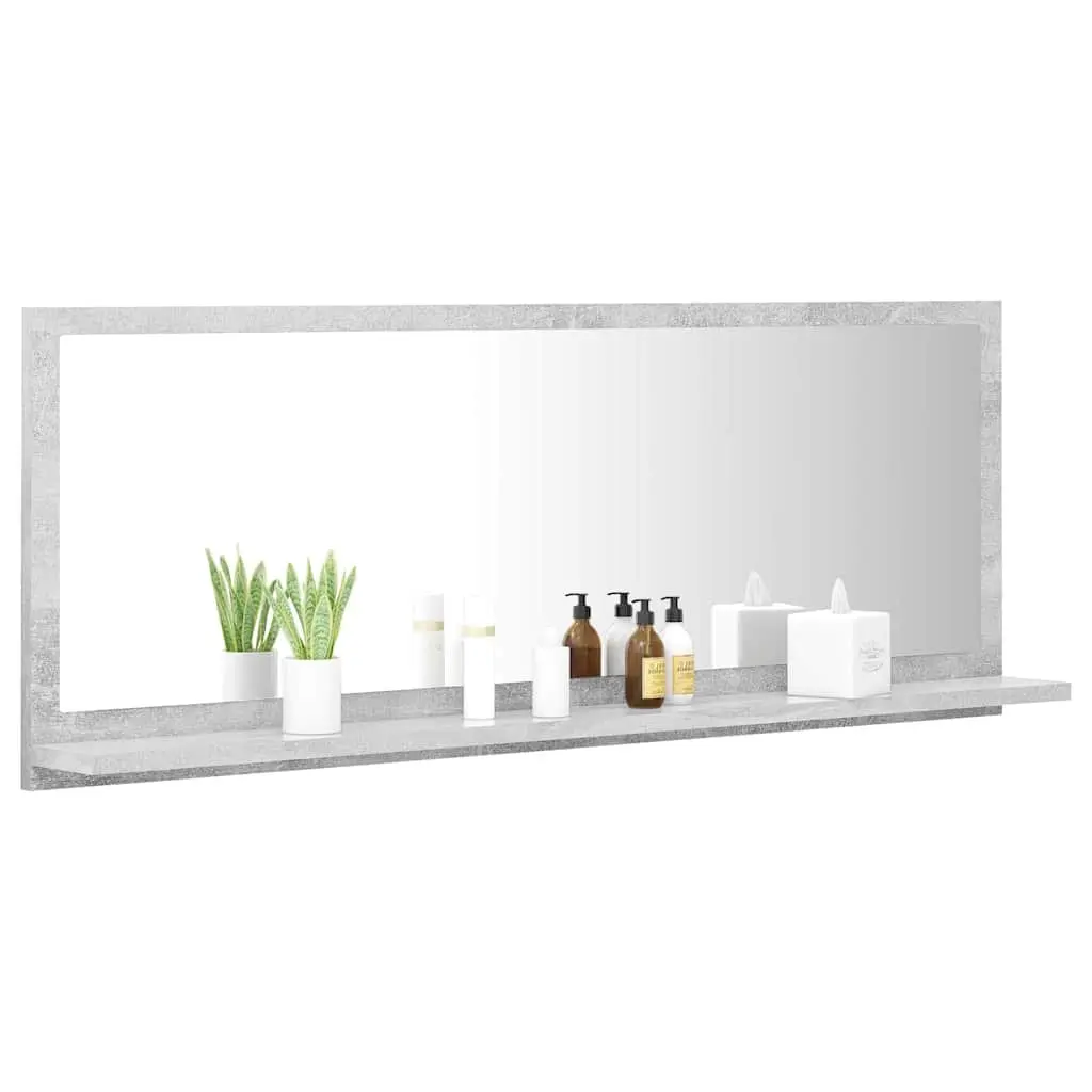 Bathroom Mirror with Storage Shelf in Grey