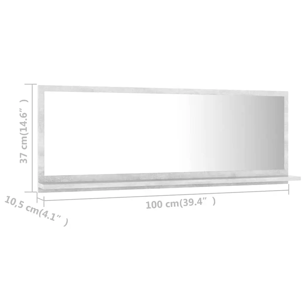 Bathroom Mirror with Storage Shelf in Grey