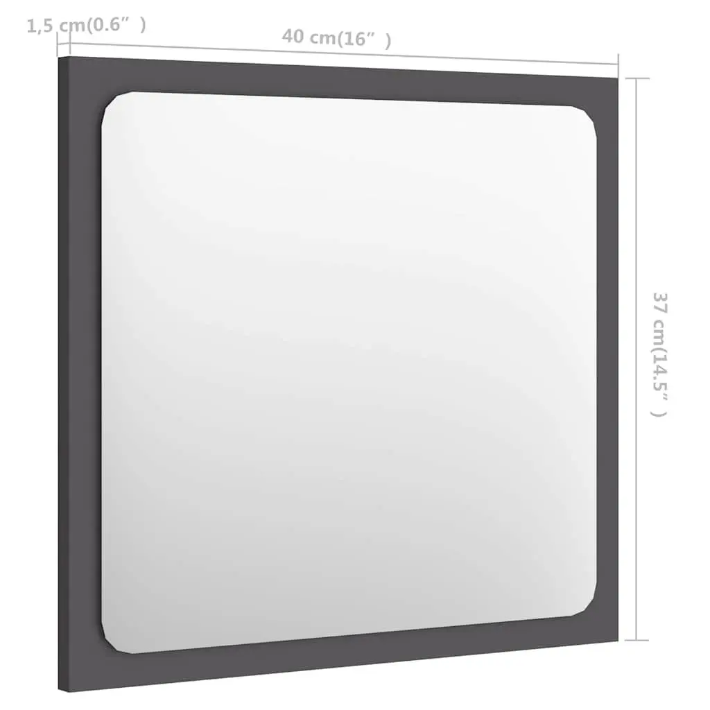 Grey Wall Mounted Bathroom Storage Mirror 40cm