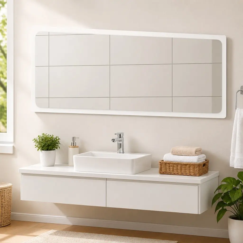 White Wall Mount Bathroom Mirror Cabinet with Storage 100cm